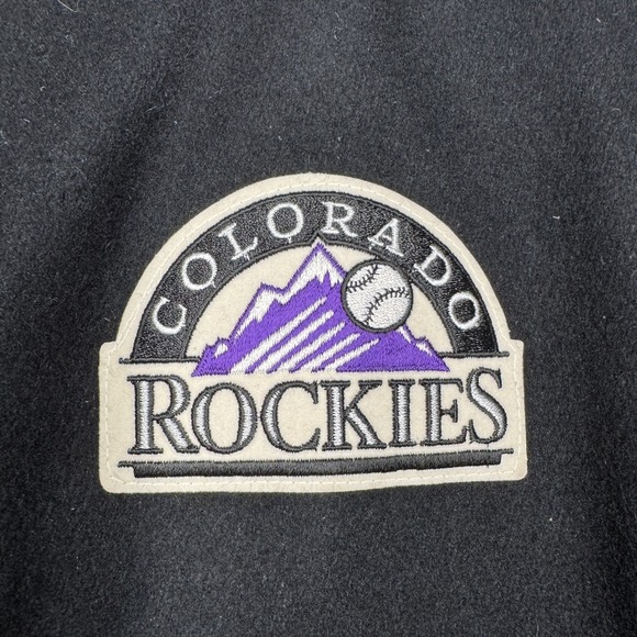 Vintage Colorado Rockies Chalk Line Snap Wool Bomber Jacket Black Men's Size XXL - Picture 3 of 13